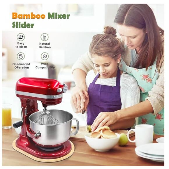 Bamboo Mixer Slider Compatible with Kitchen Aid Bowl Lift 5-8 Qt Stand Mixer - Picture 5 of 7